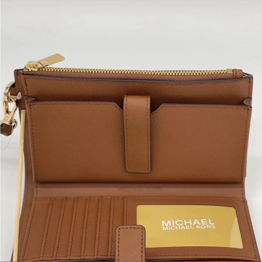 Michael Kors Double Zip Wallet Wristlet Brown/Gold (NWT) - Picture 10 of 11